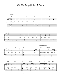 Need some fun and easy songs to play on the piano for kids? Traditional Old Macdonald Had A Farm Sheet Music Pdf Notes Chords Children Score Easy Piano Download Printable Sku 172474