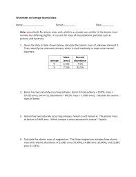 33 Average Atomic Mass Worksheet Worksheet Project List