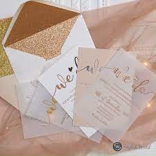 Unique Custom Rose Gold Gold Silver Foil Vellum Wedding Invitations Wedding We Rose Gold Wedding Invitations Handmade Wedding Invitations Wedding Invitations