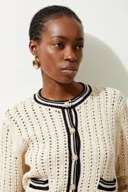 Open Stitch Tape Yarn Short Cardi