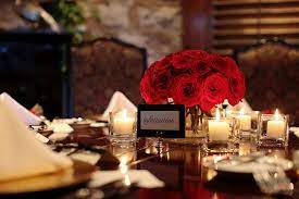 Red Rose Pave Centerpiece Rose Centerpieces Party Table Settings Romantic Table