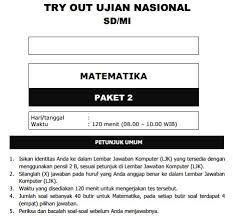 Kumpulan Soal Uji Coba Un Sd Matematika Paket 2 Dan Kunci Jawaban Cari Soal