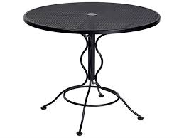 Woodard Wrought Iron Mesh 36 Wide Round Bistro Table With Umbrella Hole 190135 Bistro Table Patio Dining Table Table