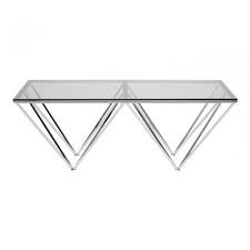 Leisuremod imperial modern triangle coffee table glass top. Enrich Coffee Table With Triangular Base Tempered Glass Clear Clanbay