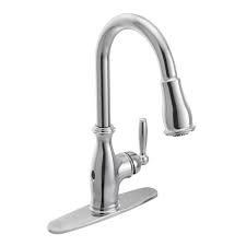 Shop moen faucets for the kitchen and bathroom in all possible styles including kitchen pullout, widespread, pot fillers and bar faucets in stock and ready to ship from faucet depot! Moen 7185eworb Oil Rubbed Bronze Brantford 1 5 Gpm Single Hole Pull Down Kitchen Faucet With Duralast Duralock Motionsense Powerclean And Reflex Technology Includes Escutcheon Faucet Com