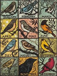 September Bird Of The Month All The Year Round Bird Art Linocut Prints Birds