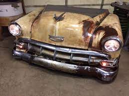 1954 Chevy Front Clip Made Into A Functional Desk Made By Relics Awry Car Part Furniture Car Furniture Automotive Decor