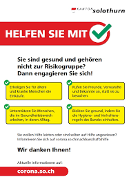 Fast wöchentlich geben bund und kanton neue massnahmen (oder lockerungen) in zusammenhang mit dem coronavirus bekannt. Kanton Solothurn A Twitter Wir Sagen Merci Merci Dass Sie Altere Und Kranke Menschen Unterstutzen Merci Dass Sie Sich Um Ihre Freunde Und Verwandten Kummern Merci Dass Sie Den Mitarbeiterinnen Und Mitarbeiter