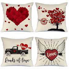 Valentine's day heart chain square pillow cover and insert. Aeney Valentines Day Pillow Covers 18x18 Inch Set Of 4 For Home Decor Red Heart And Red Tree Decor Valentines Day Throw Pillows Decorative Cushion Cases Valentine Decorations A287 Buy Online In