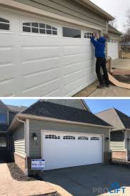Front door windows and garage door windows can be coordinated. Garage Door With Windows And Grilles Garage Doors Contemporary Garage Doors Garage Door Design