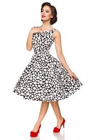 Belsira 50er Jahre Rockabilly Petticoat Kleid Polka Dots Schwarz Weiss Kleider 50er Polka Dots Kleider 50 Jahre Kleider