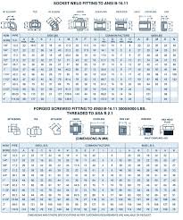 Stainless Steel Forged Fitting Dimensions Table Size