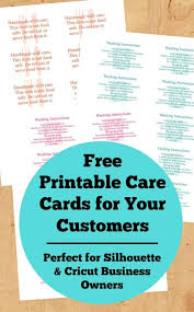 Download Free Printable Care Cards For Your Silhouette Or Cricut Business Cutting For Business