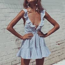 Pin By Amanda Cardenas On Mode Fashion Striped Short Dresses Ruffled Short Dresses Fashion
