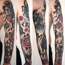 Top 59 Traditional Tattoo Sleeve Ideas 2021 Inspiration Guide Traditional Tattoo Sleeve Old School Tattoo Sleeve Tattoo Ideas For Guys Sleeve