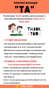 Ta Meaning What Does This Popular Acronym Stand For 7esl Meant To Be Other Ways To Say English Vocabulary