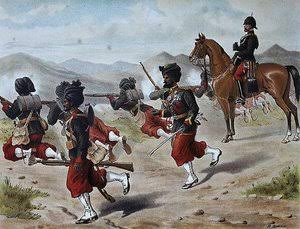 Sergeant Richard Wadeson, 75th Regiment, coming bravely to the rescue of Private Michael Farrell who was assailed by a number of rebel cavalry, Indian Mutiny, 18th July 1857, from a series entitled '