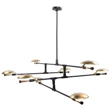 Matte Black And Brass Pendant Light The Aventura Chandelier Offers A Sleek Modern Look Featuring A Linear Silhouette Composed Of A Matte Black Adjus Chandelier Lamp Design Industrial Style Lamps