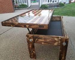 Rustic coffee table made from an old door. Custom Wall American Flag Wood Table Diy Diy Coffee Table Coffee Table Wood