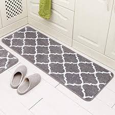 Amazon Com Carvapet 2 Pieces Microfiber Moroccan Trellis Non Slip Soft Kitchen Mat Bath Rug Doormat Runner Carpet Set In 2020 Moroccan Trellis Kitchen Prints Bath Rug