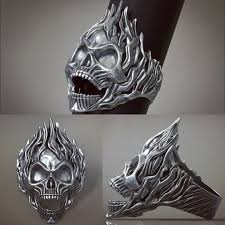 Ghost Rider Style Ring Skull Ring Model For Printing Download And More Information Https Cgtrader Com Novell63 In 2020 3d Printable Models Skull Ring 3d Jewelry