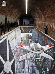Geek Worthy 3d Anamorphic Street Art By 3d Joe And Max Geek Culture 3d Street Art Sidewalk Art Star Wars Art