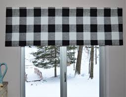 Black And White Buffalo Check Valance Black And White Buffalo Plaid Curtain Valance Premier Prints Etsy Buffalo Plaid Curtains Plaid Curtains Black Curtains