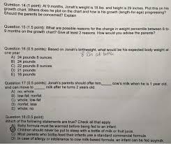 Solved Question 14 1 Point At 9 Months Jonahs Weight