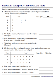 Stem And Leaf Plots Worksheets Line Graphs Bar Graphs Pie Graph