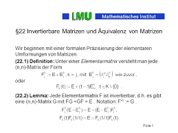 Jedoch existiert nicht für jede quadratische matrix eine inverse. 22 Invertierbare Matrizen Und Aquivalenz Von Matrizen Ppt Video Online Herunterladen