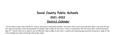 Northwestern Middle School School District Instructional Calendar Duval 2021 2022