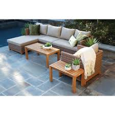 Canopy Hillgrove 6 Piece Resin Wicker Outdoor Sectional With Sunbrella Heather Beige Cushions Sec20 In 2020 Wicker Outdoor Sectional Beige Cushions Outdoor Seating Set