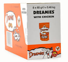 8 X 60g Dreamies Cat Treats With Chicken Bulk Packs Cat Treats Eukanuba Dog Food Cats