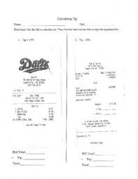 Calculating Tip Worksheet Tips Teaching Worksheets