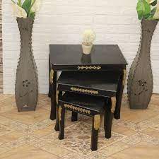طقم ترابيزات توزيع متداخل اسود خشب طبيعي زان احمر مقاس 50 40 30 سعره ١٠٥٠ جنيه in 2021 furniture home decor home