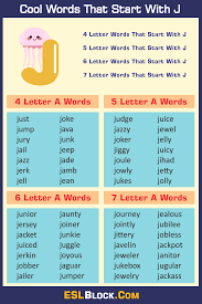 The better you pronounce a letter in a word, the more understood you will be in speaking the czech language. Awesome Cool Words That Start With J English As A Second Language