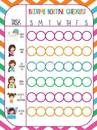 printable bedtime routine checklist girl