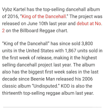 Vybz Kartel Has The Top Selling Dancehall Album Of 2016 King
