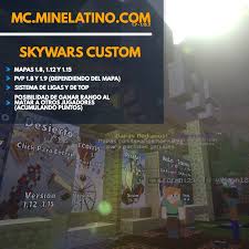 21 rows · minecraft skywars servers. Skywars Mc Minelatino Com La Minecraft Latino Facebook
