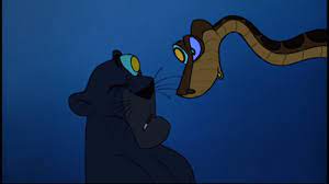 Set on a lithographic background; Kaa Look Me In The Eye When I M Speaking To You Jungle Book Jungle Book Disney Jungle Book Disney Animated Movies