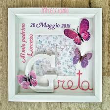 Mamma Marta Voleva Un Quadretto Portafoto Da Regalare Al Padrino In Occasione Del Battesimo Di Greta Con Dedica E Con Gli Stessi Colori Decor Home Decor Frame