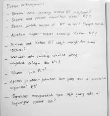 Contoh teks wawancara singkat tentang kesehatan berikut ini adalah contoh wawancara dengan seorang dokter tentang kesehatan mengkonsumsi banyak air putih. Contoh Wawancara Dengan Ketua Rt Tentang Lingkungan Berbagai Contoh