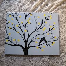 Custom Painted Canvas Art Tree Silhouette Love Birds Hearts Etsy Easy Canvas Art Simple Canvas Paintings Canvas Art Painting