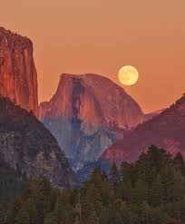 Full Moon Rise Behind Half Dome Earth Pictures Yosemite National Parks