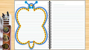 تزيين الدفاتر المدرسية من الداخل بشكل فراشة تزين دفاتر بسيط وسهل page borders design borders for paper border design