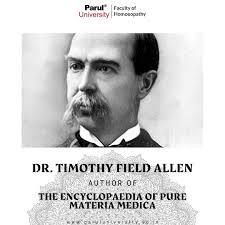 Dr. T F Allen compiled the Encyclopedia of Pure Materia Medica over the  course of 10 years. It is a comprehensive record of all the provings of  homeopathic medicines recorded up to that point. The volumes were published  between 1874 and 1879: Vol. 1 ...