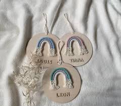 Gift Name Badge Rainbow Girls Personalized Baby Gift Children's Room Wood  Name Door Sign