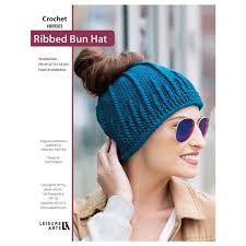 Leisure Arts Messy Bun HatsPlus Ribbed Bun Hat Crochet ePattern
