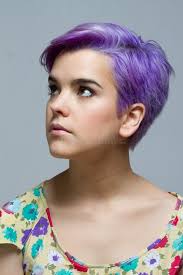 Violet Short-haired Woman Peeking through One Eye, Behind a Viol Stock  Photo