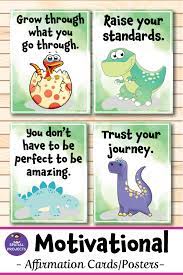 Check Out These Colorful Dinosaurs Motivational Posters And Affirmation Card Back To School Bulletin Boards Motivational Quotes For Kids School Bulletin Boards